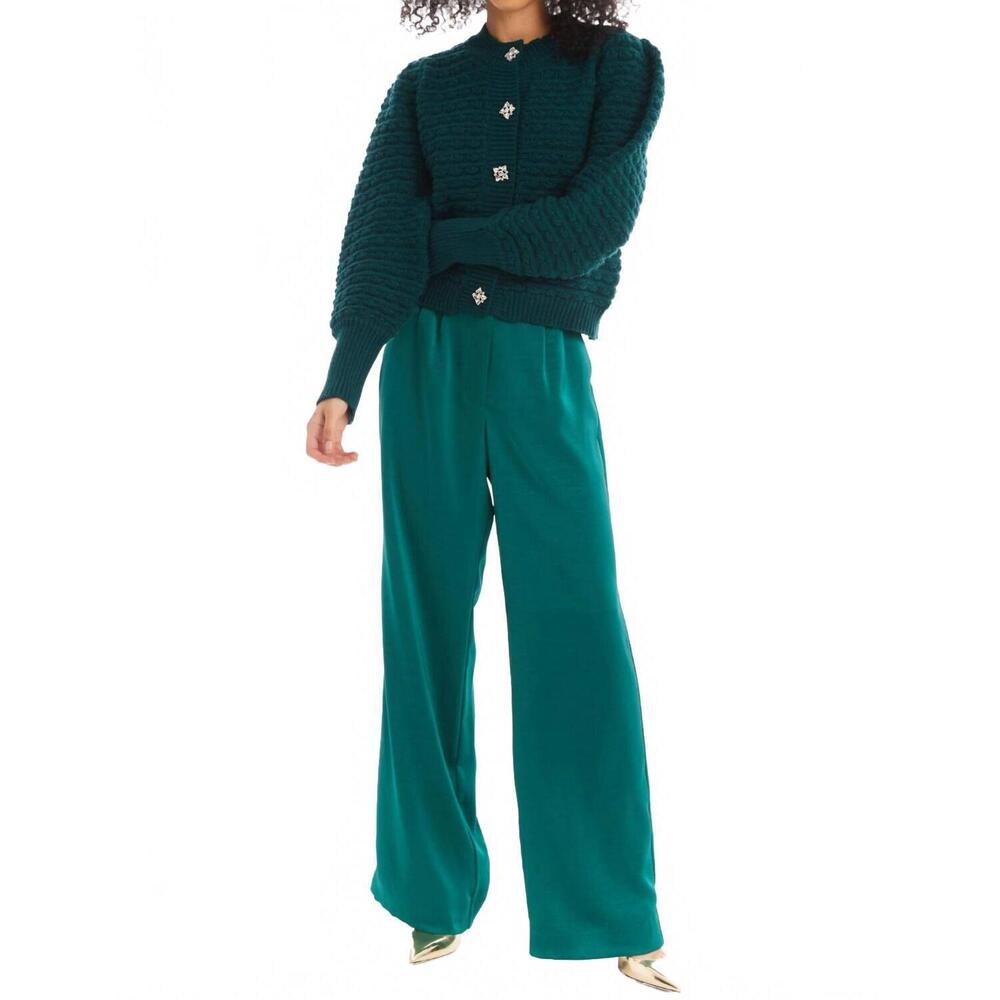 NEW ALLISON NEW YORK joan satin pants in emerald - Picture 7 of 8